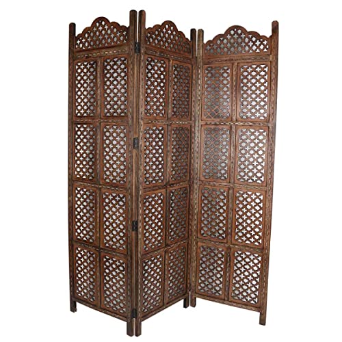 Casa Moro Orientalischer Holz Paravent MATAR Braun 152x182 cm (B/H) spanische Wand aus Massivholz geschnitzt Wohn-Deko Raumteiler PV5580 von Casa Moro