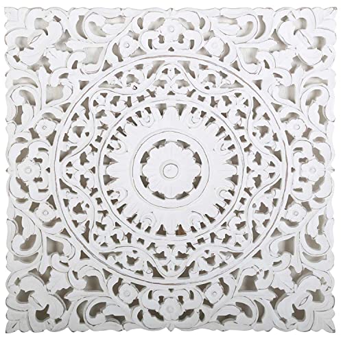 Casa Moro Orientalisches Holz Wandbild Mandala Ramez 55x55 cm Shabby Chic weiß | Kunsthandwerk Pur | handgeschnitzte Wand-Dekoration zum Hängen & Stellen als Fensterdeko & Weihnachtsdeko | MD1009 von Casa Moro