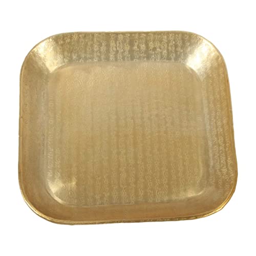 Casa Moro Orientalisches Tablett Prisma Gold 38x38 cm aus Aluminium mit Ornamenten verziert | quadratisches Deko-Tablett marokkanischer Stil | Ramadan Tisch-Deko Serviertablett | TSV1002 von Casa Moro