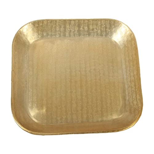 Orientalisches Tablett Prisma Gold 38x38 cm aus Aluminium mit Ornamenten verziert | quadratisches Deko-Tablett marokkanischer Stil, Ostern Tisch-Deko Muttertag Serviertablett TSV1002 von Casa Moro