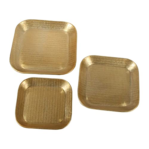Casa Moro Orientalisches Tablett Serviertablett Tisch-Deko Prisma Gold 3er Set Aluminium mit Ornamenten verziert Deko-Tablett marokkanisch Ostern Muttertag Dekoration TSV1003 von Casa Moro