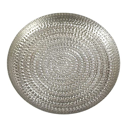 Casa Moro Orientalisches Teetablett Zana Silber Ø 30cm rund aus Aluminium gehämmert | Boho Chic Silbertablett mit Hammerschlag-Optik | Ramadan Serviertablett Deko-Tablett modern | TSV2022 von Casa Moro
