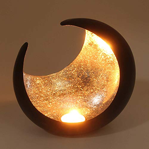 Casa Moro Orientalisches Windlicht Ravi Silber Ø 20cm Halb-Mond Kerzenhalter aus Metall innen Silber außen schwarz | marokkanischer Ramadan Eid Teelichthalter Hilal wie aus 1001 Nacht | WLM2624 von Casa Moro