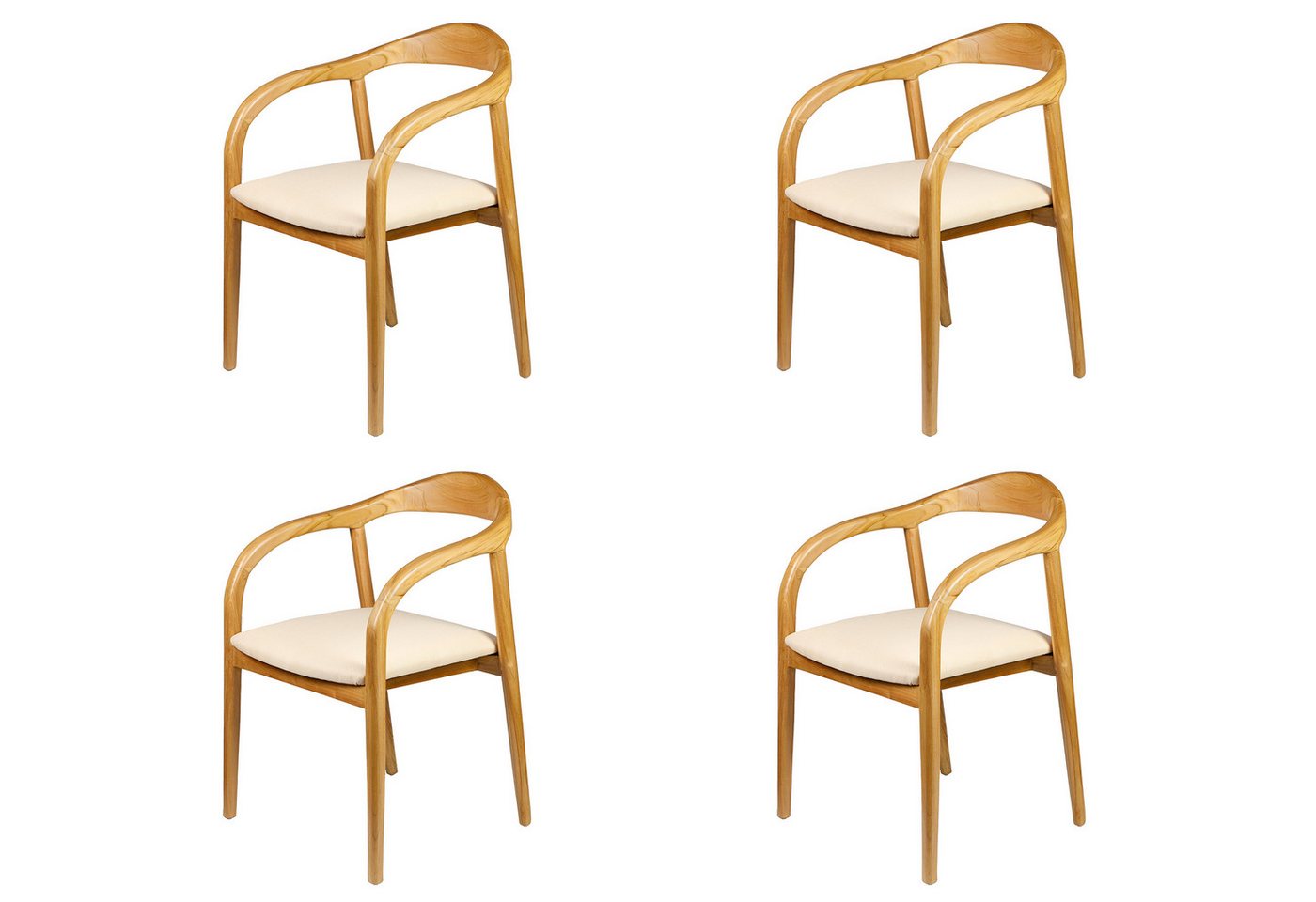 Casa Moro Polsterstuhl Esszimmerstuhl Natur Holz mit Armlehne Beige (Armlehnen Stuhl Esszimmer), 1 Stuhl, 2er Set, 4er Set oder 6er Set Holzstuhl von Casa Moro