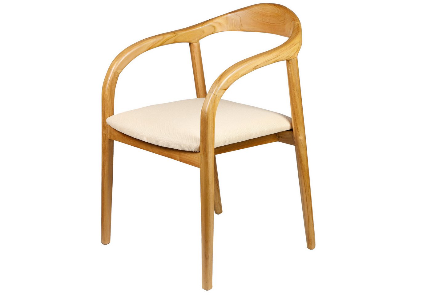 Casa Moro Polsterstuhl Esszimmerstuhl Natur Holz mit Armlehne Beige (Armlehnen Stuhl Esszimmer), 1 Stuhl, 2er Set, 4er Set oder 6er Set Holzstuhl von Casa Moro