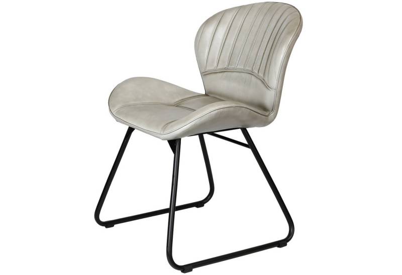 Casa Moro Polsterstuhl Lederstuhl Light Grau in Industrie Chic (Schicker Konferenzstuhl Essstuhl Stuhl Esszimmer), Echtleder Esszimmerstühle Schalenstuhl auch als 2er 4er 6er Set von Casa Moro