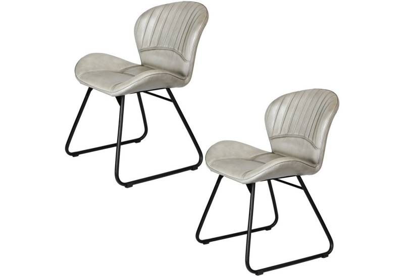 Casa Moro Polsterstuhl Lederstuhl Light Grau in Industrie Chic (Schicker Konferenzstuhl Essstuhl Stuhl Esszimmer), Echtleder Esszimmerstühle Schalenstuhl auch als 2er 4er 6er Set von Casa Moro