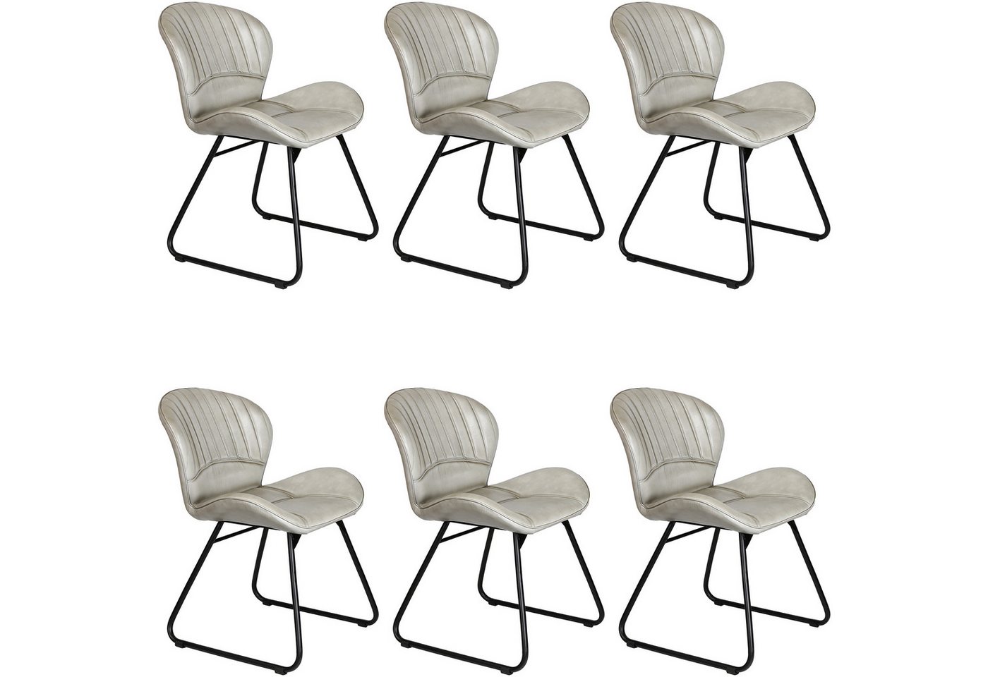 Casa Moro Polsterstuhl Lederstuhl Light Grau in Industrie Chic (Schicker Konferenzstuhl Essstuhl Stuhl Esszimmer), Echtleder Esszimmerstühle Schalenstuhl auch als 2er 4er 6er Set von Casa Moro