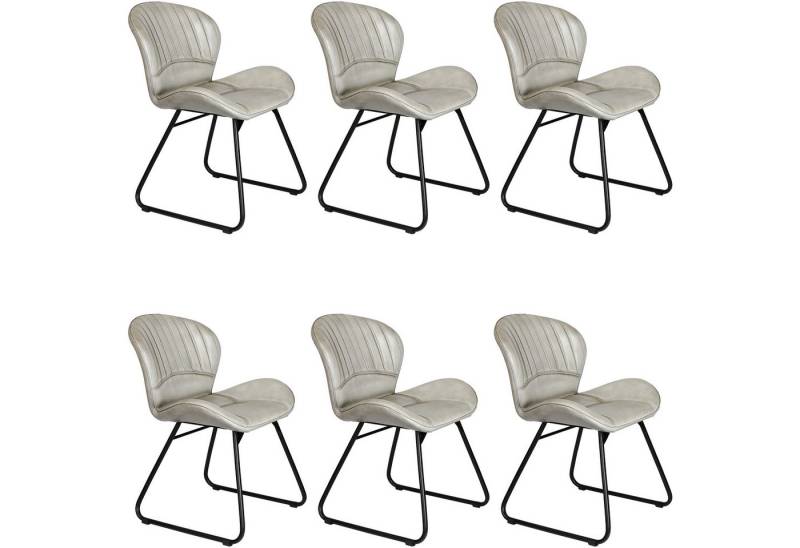 Casa Moro Polsterstuhl Lederstuhl Light Grau in Industrie Chic (Schicker Konferenzstuhl Essstuhl Stuhl Esszimmer), Echtleder Esszimmerstühle Schalenstuhl auch als 2er 4er 6er Set von Casa Moro
