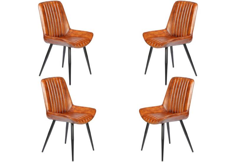 Casa Moro Polsterstuhl Stuhl Esszimmer Leder Braun Industrial Chic (Echtleder Konferenzstuhl auch als 2er, 4er & 6er Set), Polsterstuhl Lederstuhl Esszimmerstuhl von Casa Moro