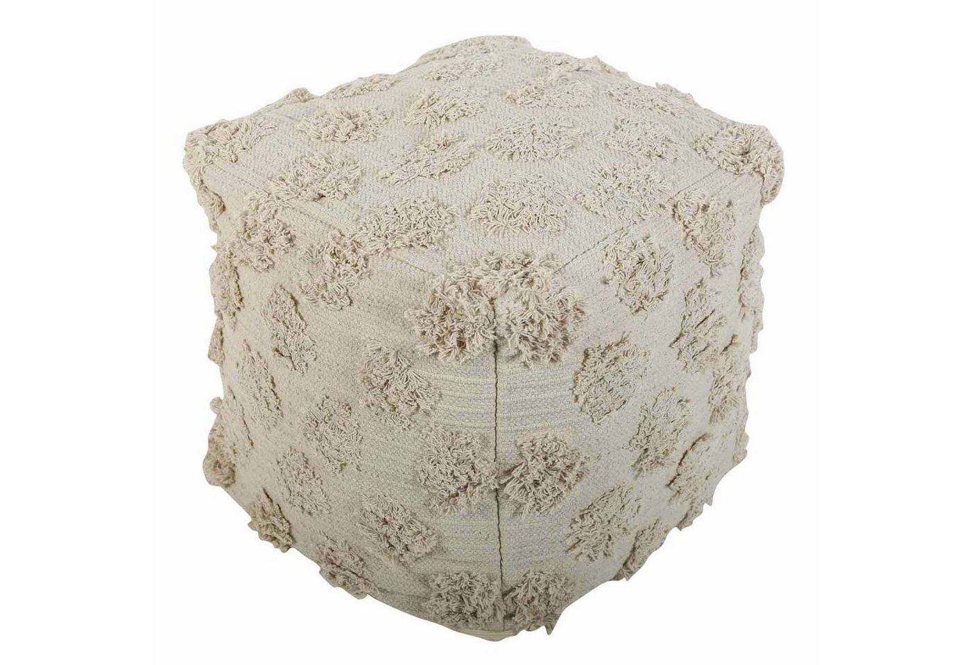 Casa Moro Pouf Boho Sitzhocker Lara cream beige Polsterhocker Pouf aus Baumwolle, mit abnehmbarem Bezug von Casa Moro