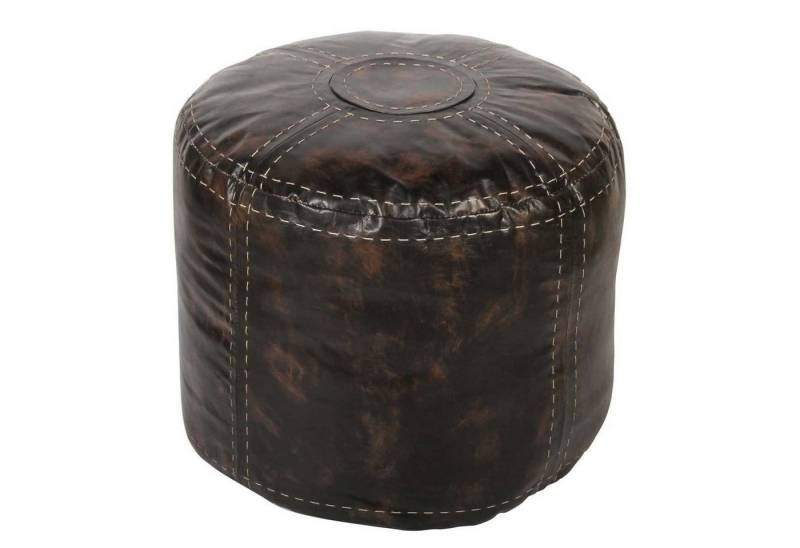 Casa Moro Pouf Marokkanischer Leder Pouf Rbati Schwarz Braun rund mit Füllung (Durchmesser 46cm Höhe 38cm, Echt-Leder Sitz-Hocker), Ein Leder Sitzkissen Polsterhocker für einfach schöner Wohnen MO4228 von Casa Moro