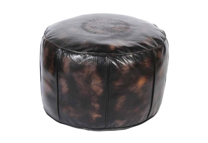 Casa Moro Pouf Marokkanischer Leder Sitzkissen Asli Braun mit Füllung Ø 52cm (handgefertigter Polsterhocker Bodenkissen, Boho Hocker rund Sitzpouf), MO4147 von Casa Moro