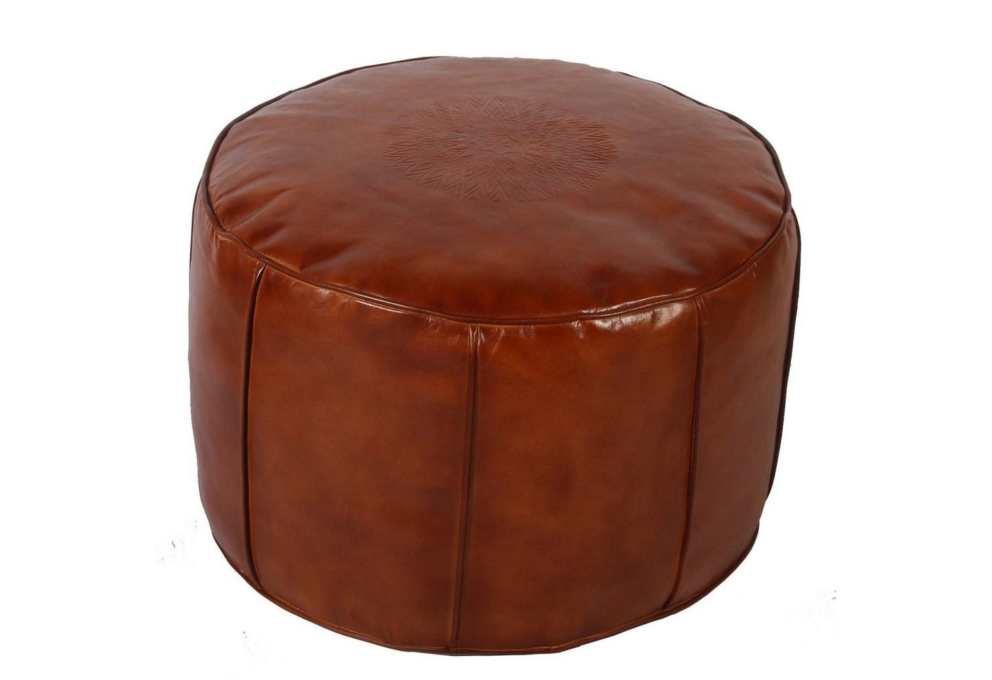 Casa Moro Pouf Marokkanisches Leder Sitzkissen Asli Caramel Ø 52cm rund Höhe 35cm (Leder-Hocker Boho Bodenkissen, ein Polsterhocker für einfach schöner Wohnen), Handgefertigt MO5230 von Casa Moro