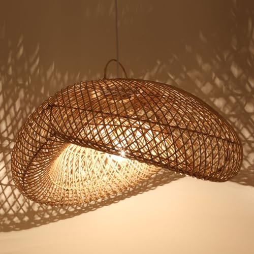 Casa Moro Rattan Lampe LUNA S aus Natur Rattan & Eisen handgefertigte Boho Chic Pendelleuchte moderne Hängelampe LP007-S von Casa Moro