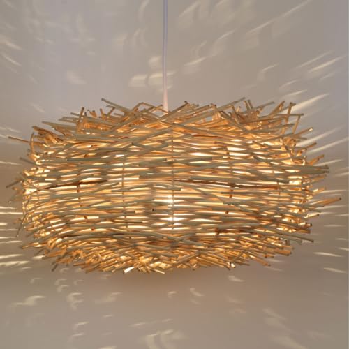 Casa Moro Rattan Lampe MIA M Ø 50 cm aus Natur Rattan & Eisen handgefertigte Boho Chic Pendelleuchte Korbgeflecht Hängelampe LP004-M von Casa Moro
