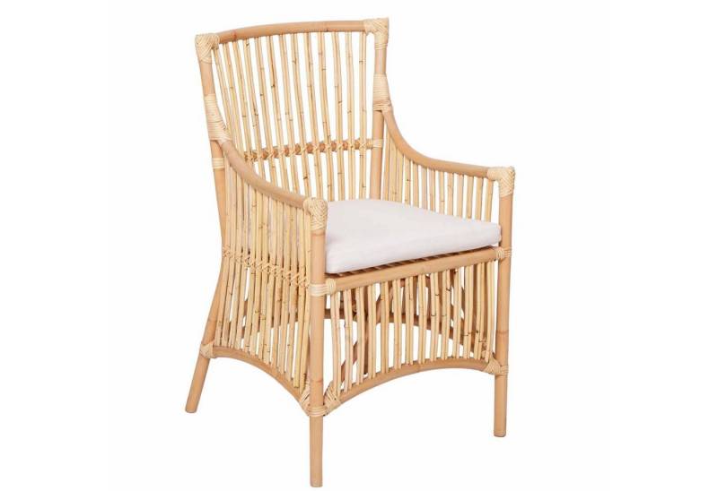 Casa Moro Rattanstuhl Rattan Sessel Citra Natur mit Sitzauflage Esszimmerstuhl, Rattanstuhl aus Natur-Rattan handgefertigt von Casa Moro