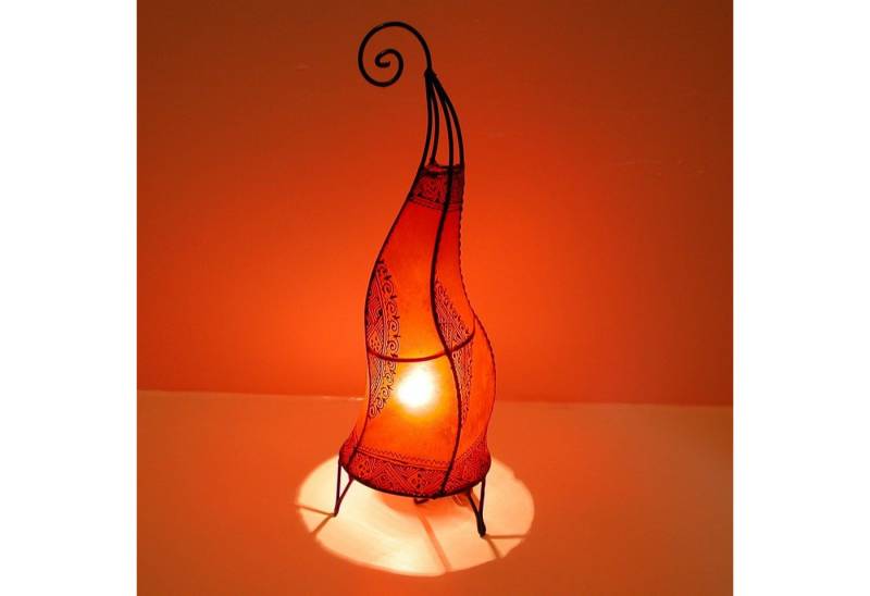 Casa Moro Stehlampe Marokkanische Hennalampe Bodenlampe Hissan H60 cm rot Handbemalt, ohne Leuchtmittel, Handgefertigte Lederlampe Schtes Leder, WEihnachtsdeko, L1781 von Casa Moro