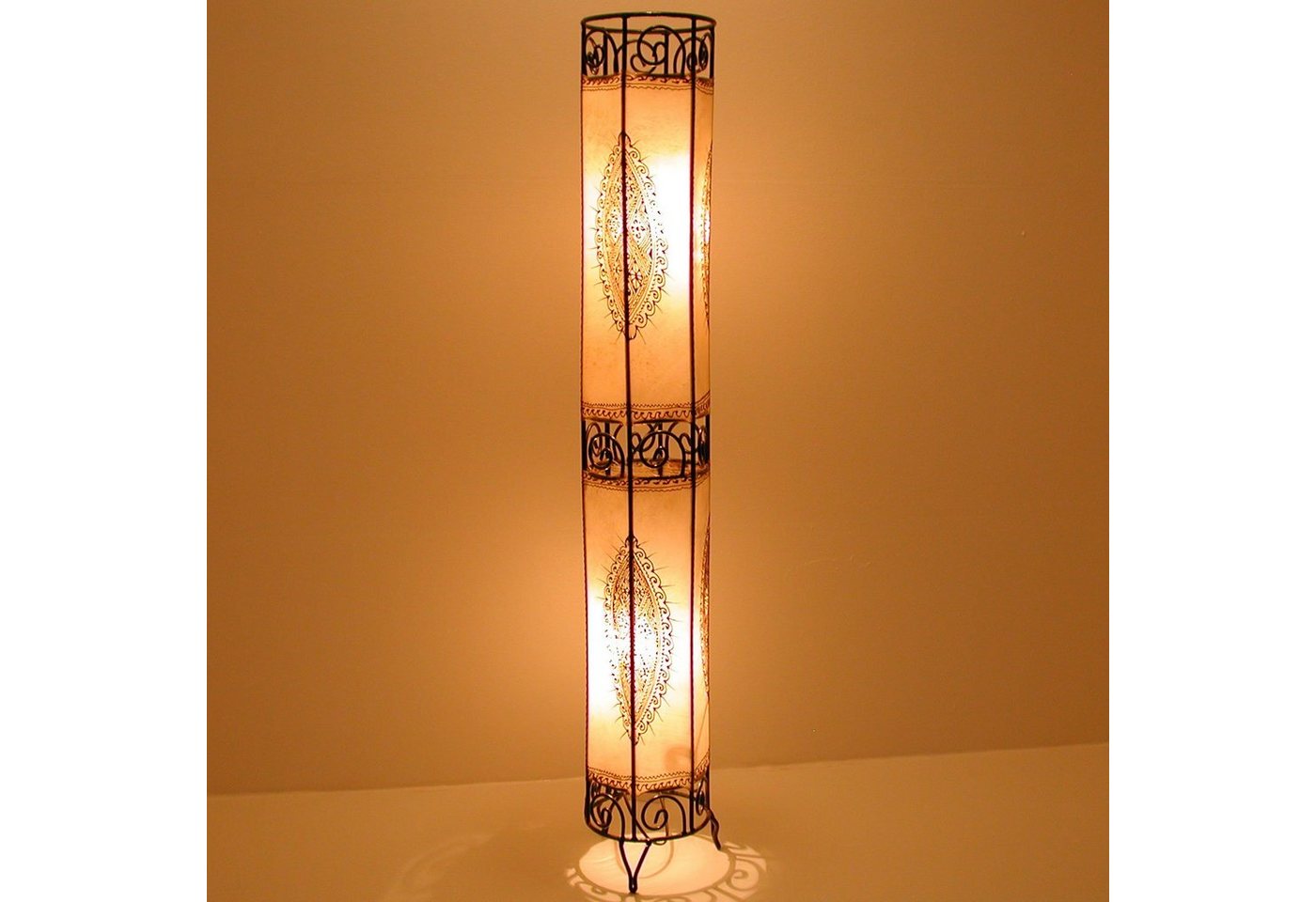 Casa Moro Stehlampe Orientalische Stehlampe Kadous weiß Handbemalte Lederlampe, ohne Leuchtmittel, handgefertigte Hennalampe aus echtem Leder von Casa Moro
