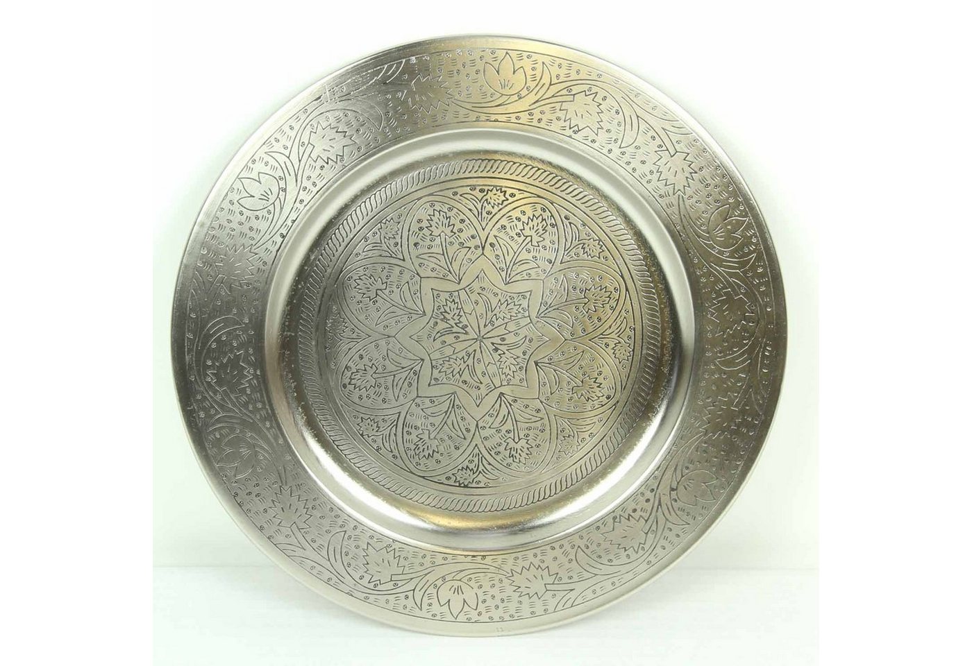 Casa Moro Tablett Marokkanisches Serviertablett Hoyam Silber aus Marrakesch, Metall, (Eid Mubarak, 1-tlg), Ramadan Teetablett Dekotablett von Casa Moro
