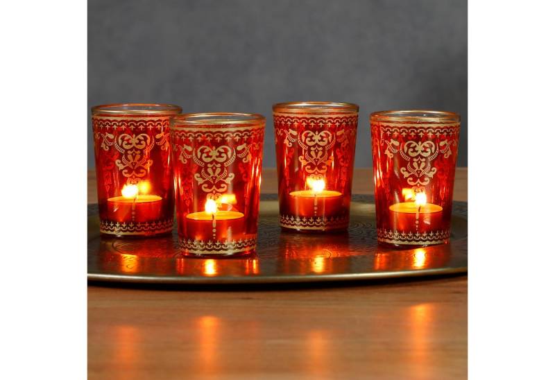 Casa Moro Teelichthalter Kerzenhalter Orange Gold Gläser 6er Set Esstisch Kerzen Deko Chic (bunte Tischdeko Ramadan Deko), einzigartige Teelichtgläser orientalisch marokkanischen Stil TGL-1003 von Casa Moro