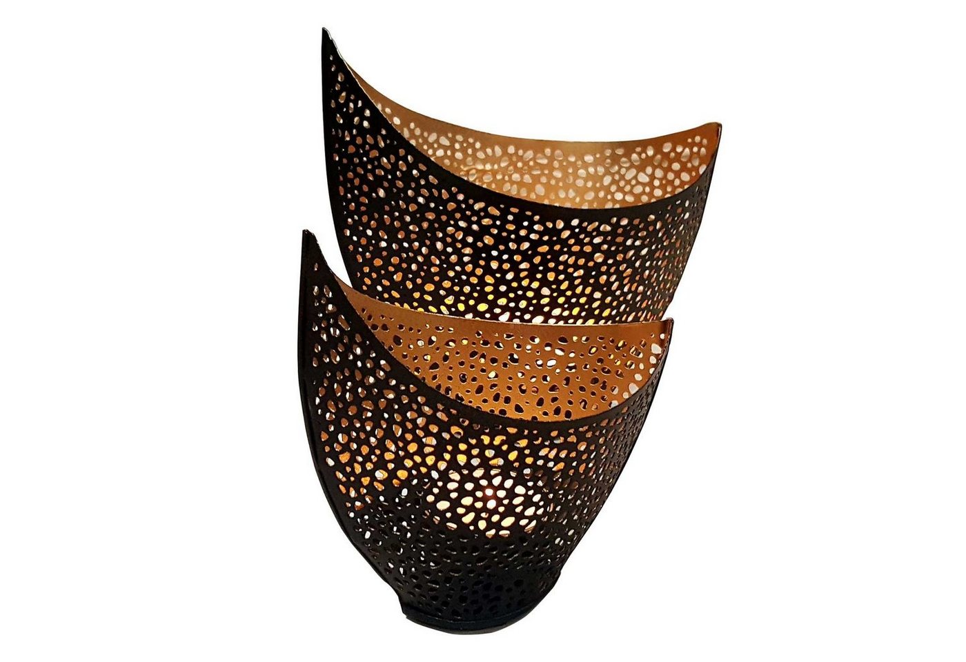 Casa Moro Teelichthalter Windlicht Kanja 2er Set innen Gold außen Schwarz WLS5047 (2 St), Boho Chic Windlicht Ostern Muttertag Geschenk Tisch Deko von Casa Moro