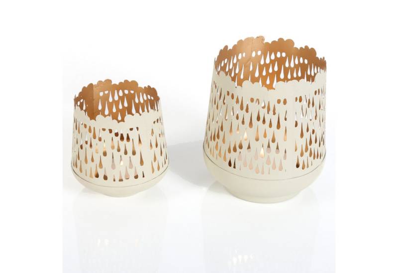 Casa Moro Teelichthalter Windlicht Muttertag 2er Set Creme Weiß Metall Kerzenhalter (einzigartige Wohn Tisch-Deko in Shabby Chic), Ostern Deko für Teelichter Geschenk-Idee Tino 71223-2 von Casa Moro