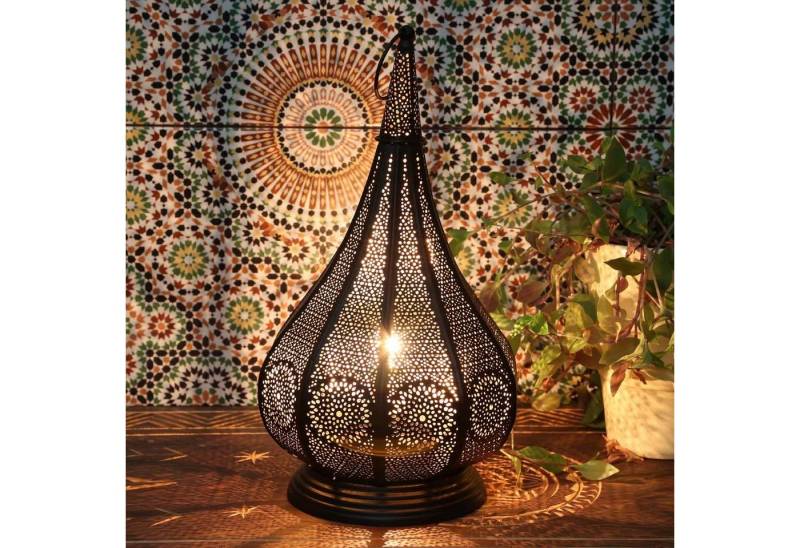 Casa Moro Tischleuchte Orientalische Lampe Monza Schwarz, für elektrisch & Kerzenbeleuchtung, ohne Leuchtmittel, schöne Tischlampe, IRL630 von Casa Moro