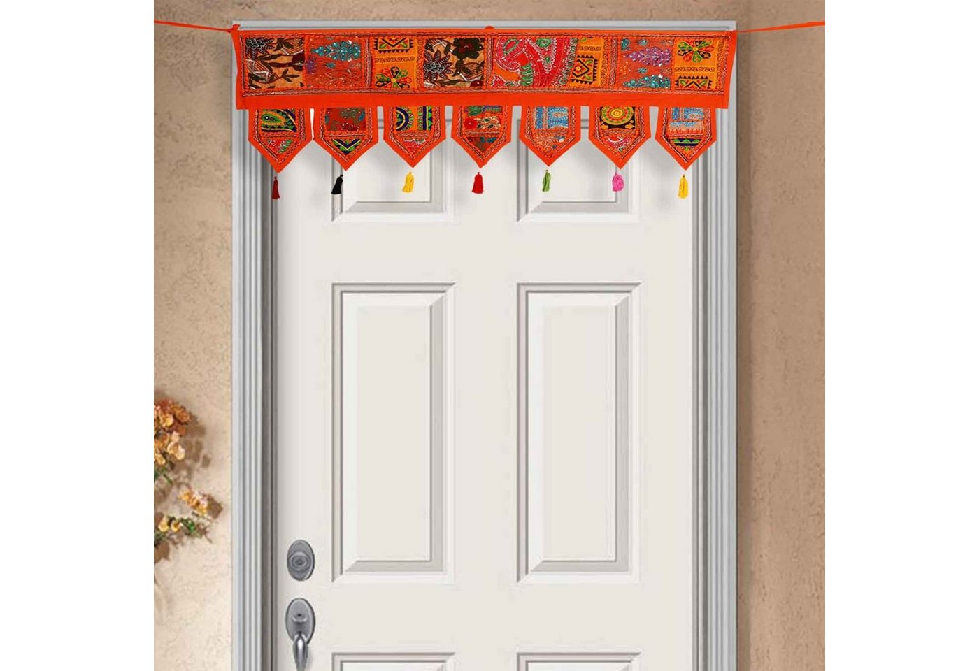 Casa Moro Türvorhang Indischer Patchwork Toran 102x45 cm (BxH), 3-Punkt-Aufhängung (1 St), blickdicht, handbestickter Türvorhang & Fenstervorhang in Boho-Stil von Casa Moro