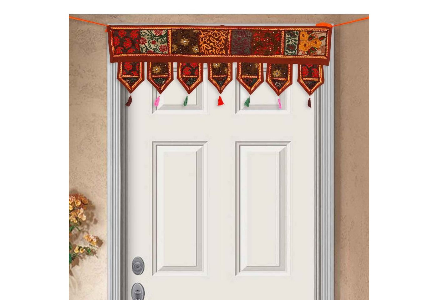 Casa Moro Türvorhang Indischer Patchwork Toran 102x45 cm (BxH), 3-Punkt-Aufhängung (1 St), blickdicht, handbestickter Türvorhang & Fenstervorhang in Boho-Stil von Casa Moro