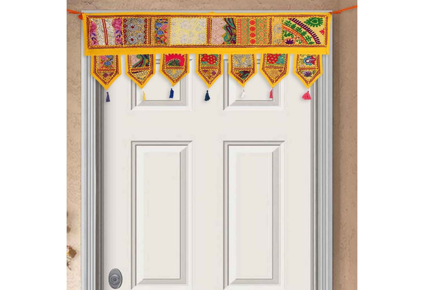 Casa Moro Türvorhang Indischer Patchwork Toran 102x45 cm (BxH), 3-Punkt-Aufhängung (1 St), blickdicht, handbestickter Türvorhang & Fenstervorhang in Boho-Stil von Casa Moro