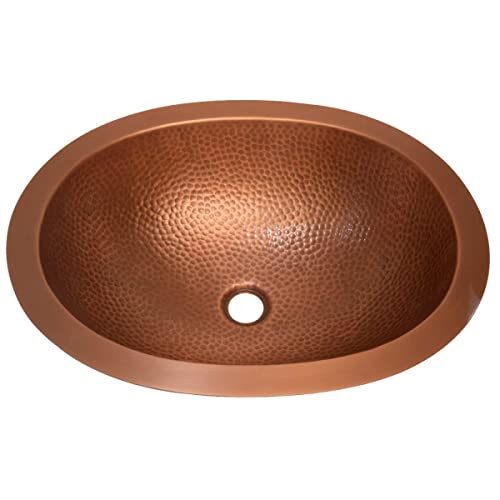 Casa Moro WASCHBECKEN AMIR KUPFER oval 49/39 cm WASCHSCHALE BECKEN EINBAUWASCHBECKEN mit Hammerschlag Optik WASCHTISCH BADEZIMMER CMDM03 von Casa Moro