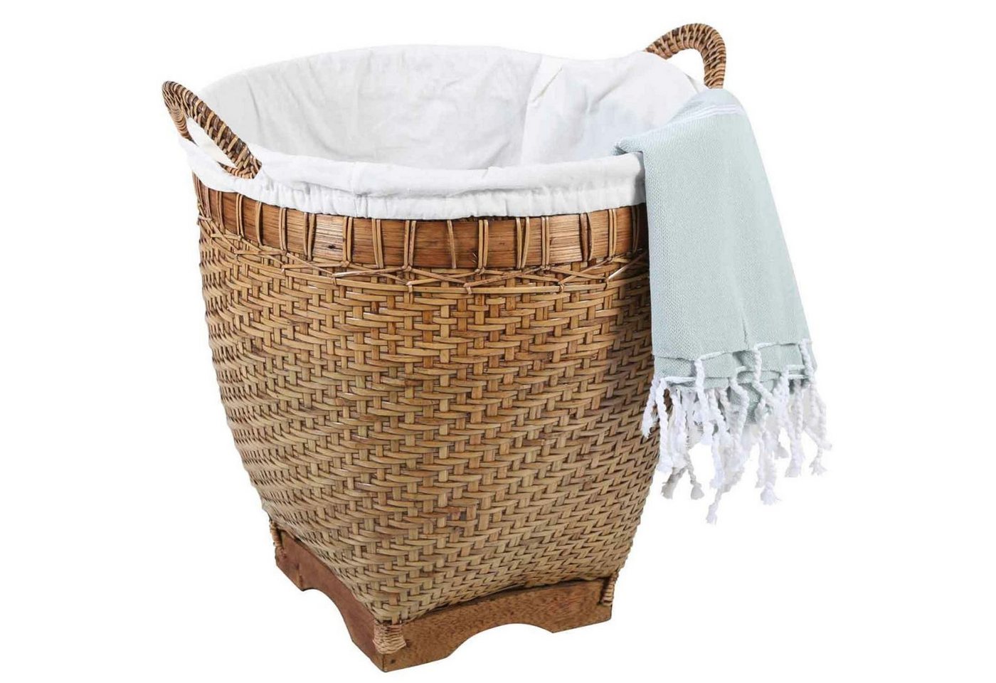 Casa Moro Wäschekorb Rattan Wäschebehälter LEA mit Henkel & Innenfutter (Wäschebehälter Wäschetonne rund, Boho Chic Wäschesammler mit Griff), handgefertigt, einzigartiges Design von Casa Moro