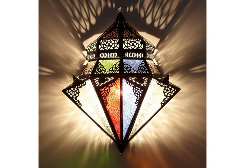 Casa Moro Wandleuchte Marokkanische Wandlampe Jawhar 32x42 Eisen Glas, Kunsthandwerk aus Marokko, ohne Leuchtmittel, Orientalische Wandleuchte Ramadan Lampe L1420 von Casa Moro