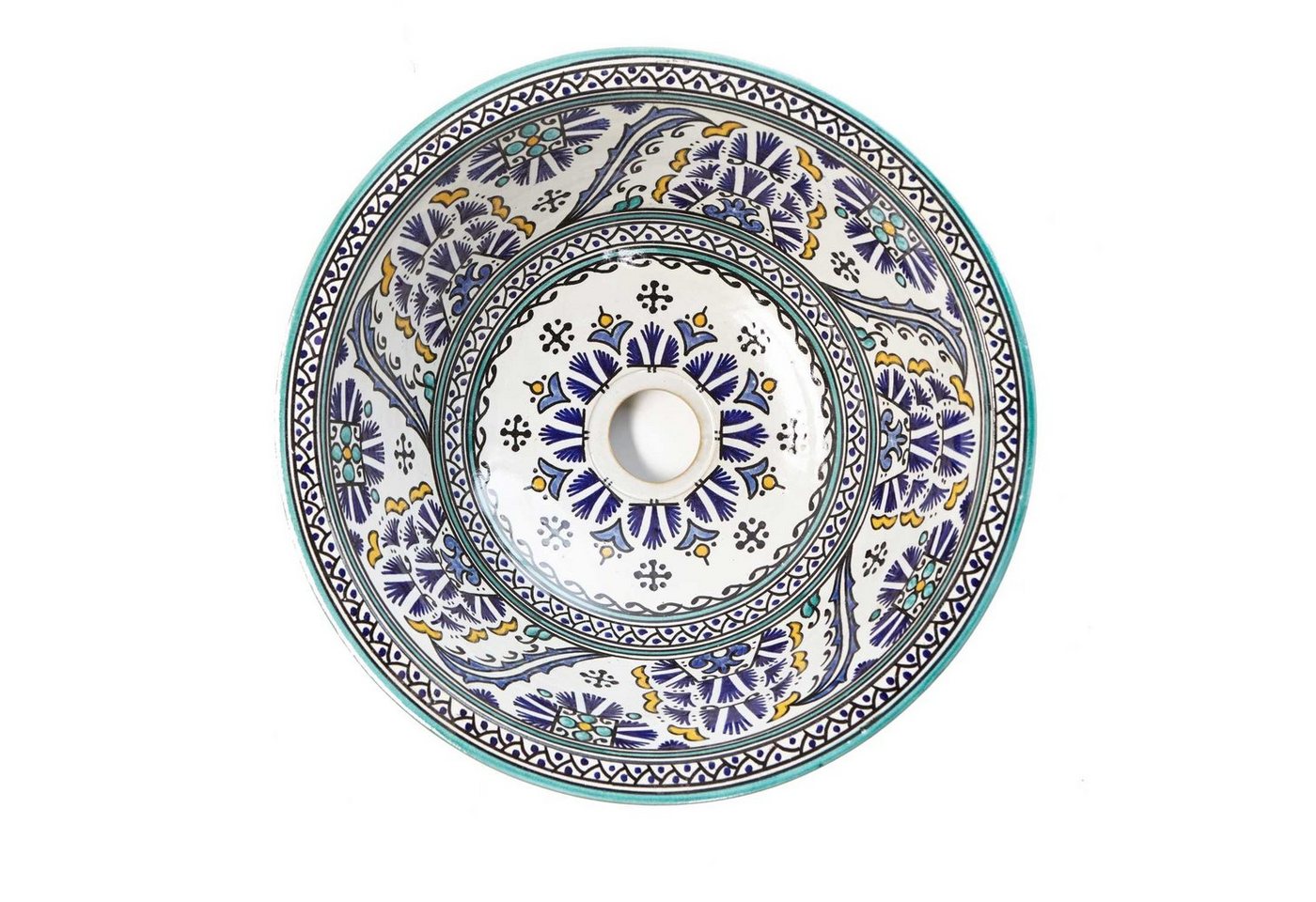 Casa Moro Waschbecken Marokkanisches Keramik-Waschbecken Fes88 Ø 35 cm rund bunt handbemalt (Kunsthandwerk), Marokkanisches Handwaschbecken für Küche Badezimmer, WB35288 von Casa Moro