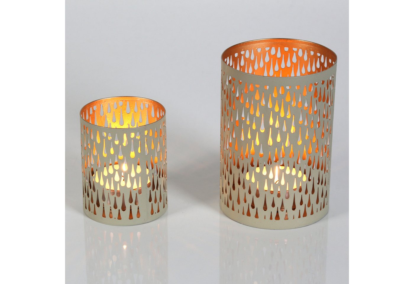 Casa Moro Windlicht 2er Set Teelichthalter Creme-Weiß Metall Kerzenhalter (einzigartige Wohn Deko Boho Chic), für Teelichter Ostern Muttertag Dekoration Geschenk-Idee Lia 71388-2 von Casa Moro