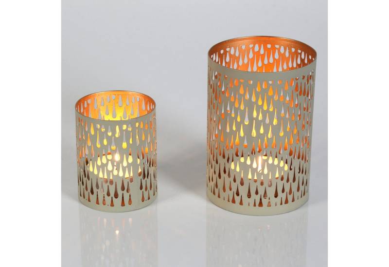 Casa Moro Windlicht 2er Set Teelichthalter Creme-Weiß Metall Kerzenhalter (einzigartige Wohn Deko Boho Chic), für Teelichter Ostern Muttertag Dekoration Geschenk-Idee Lia 71388-2 von Casa Moro