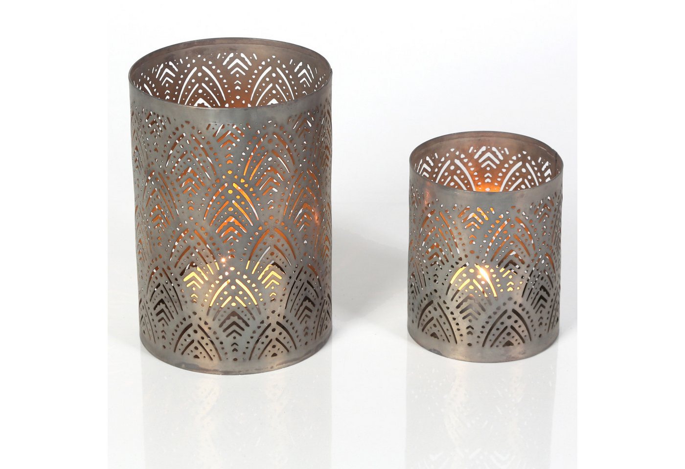 Casa Moro Windlicht 2er Set Teelichthalter Boho Chic Kerzenhalter Bronze (einzigartige Wohn Deko Vintage Look), Ostern Muttertag Dekoration Geschenk-Idee Lauro 71032-2 von Casa Moro