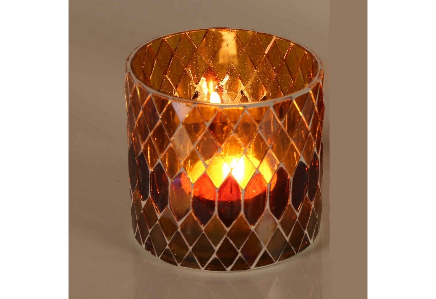 Casa Moro Windlicht Marokkanisches Mosaik Windlicht Rayan GELB rund aus Glas (Teelichthalter Boho Deko Kerzenständer Kerzenhalter, Glaswindlicht in den Größen S und M oder als 2er Set bestellbar), Muttertag Ostern Kerzenleuchter Tisch Dekoration von Casa Moro