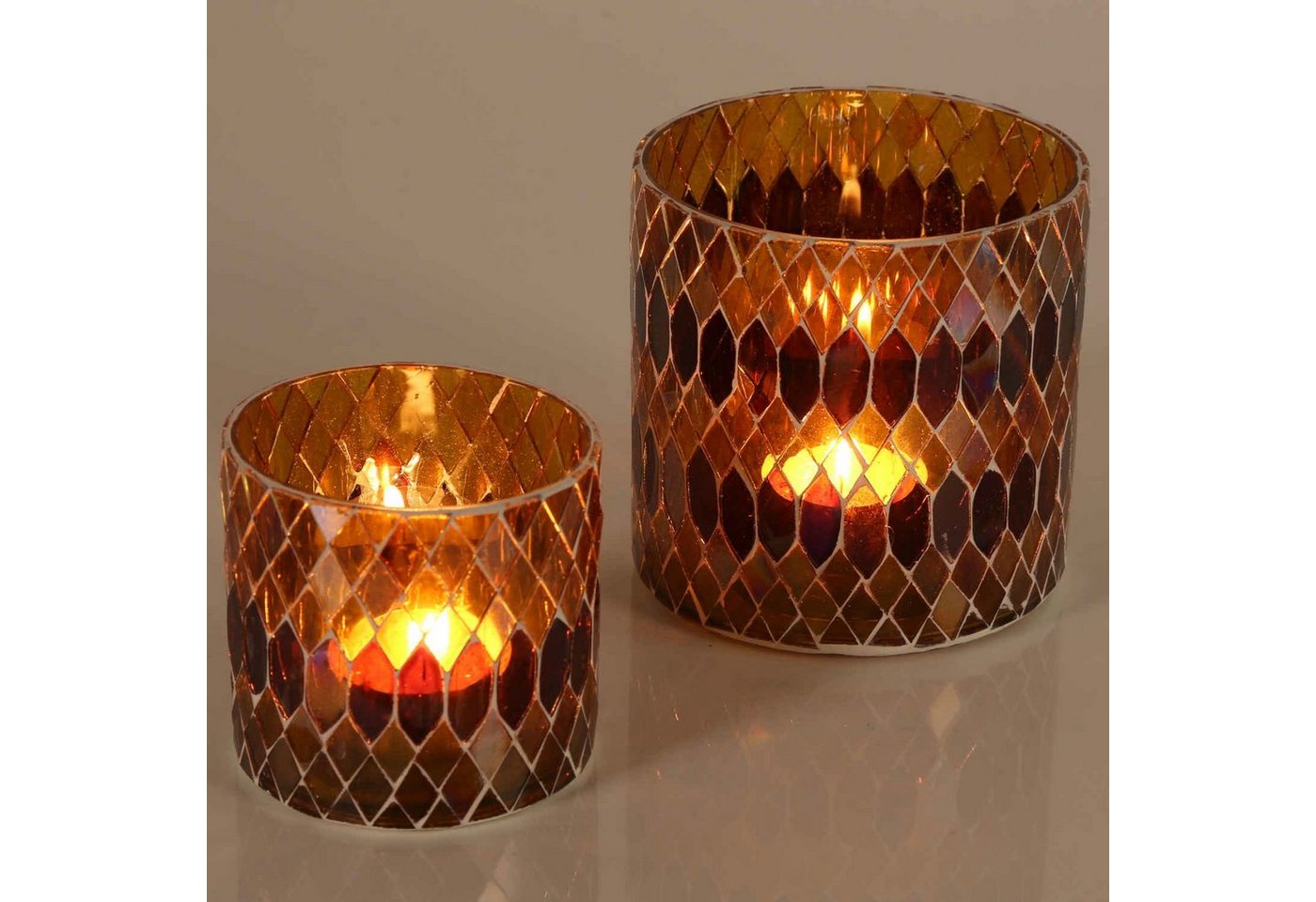 Casa Moro Windlicht Marokkanisches Mosaik Windlicht Rayan GELB rund aus Glas (Teelichthalter Boho Deko Kerzenständer Kerzenhalter, Glaswindlicht in den Größen S und M oder als 2er Set bestellbar), Muttertag Ostern Kerzenleuchter Tisch Dekoration von Casa Moro