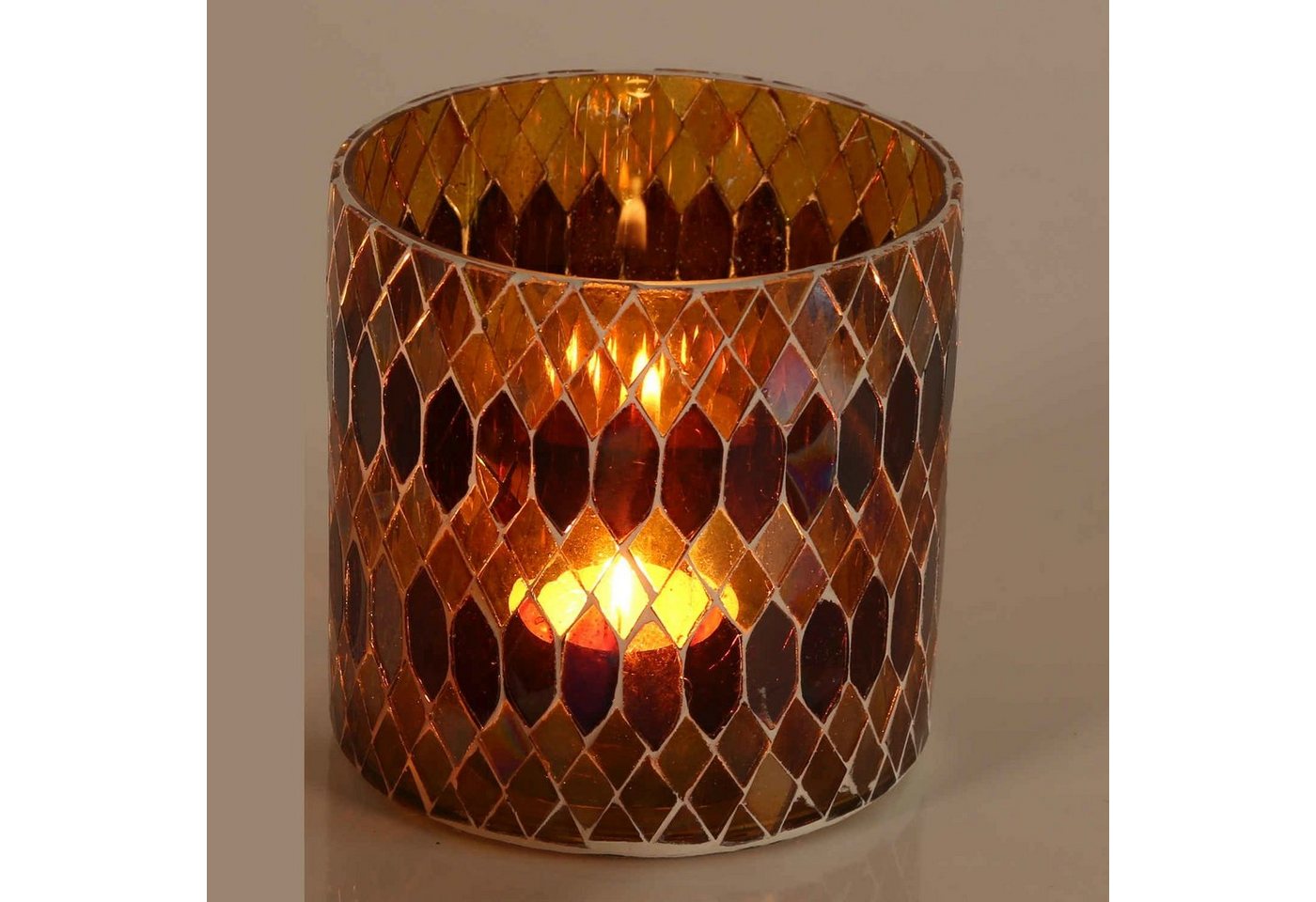 Casa Moro Windlicht Marokkanisches Mosaik-Windlicht Rayan GELB rund aus Glas (Teelichthalter Boho Chic Kerzenständer Kerzenhalter, Glaswindlicht in den Größen S und M oder als 2er Set bestellbar), Ramadan Kerzenleuchter Tisch Dekoration von Casa Moro