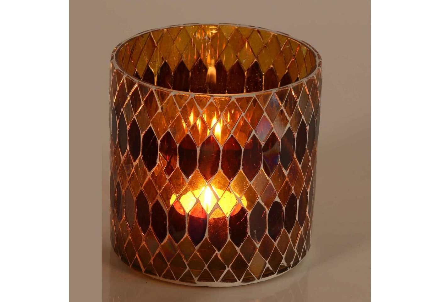 Casa Moro Windlicht Marokkanisches Mosaik Windlicht Rayan GELB rund aus Glas (Teelichthalter Boho Deko Kerzenständer Kerzenhalter, Glaswindlicht in den Größen S und M oder als 2er Set bestellbar), Muttertag Ostern Kerzenleuchter Tisch Dekoration von Casa Moro