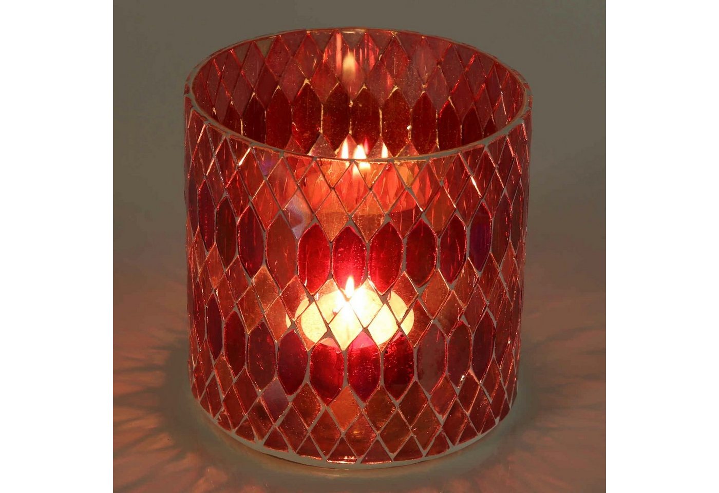 Casa Moro Windlicht Marokkanisches Mosaik Windlicht Rayan Rot rund aus Glas (Teelichthalter Boho Chic Kerzenständer Kerzenhalter, Glaswindlicht in den Größen S und M oder als 2er Set bestellbar), Ramadan Eid Mubarak Dekoration von Casa Moro