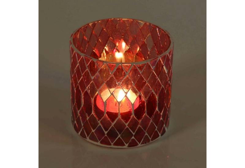 Casa Moro Windlicht Marokkanisches Mosaik Windlicht Rayan Rot rund aus Glas (Teelichthalter Boho Chic Kerzenständer Kerzenhalter, Glaswindlicht in den Größen S und M oder als 2er Set bestellbar), Ramadan Eid Mubarak Dekoration von Casa Moro