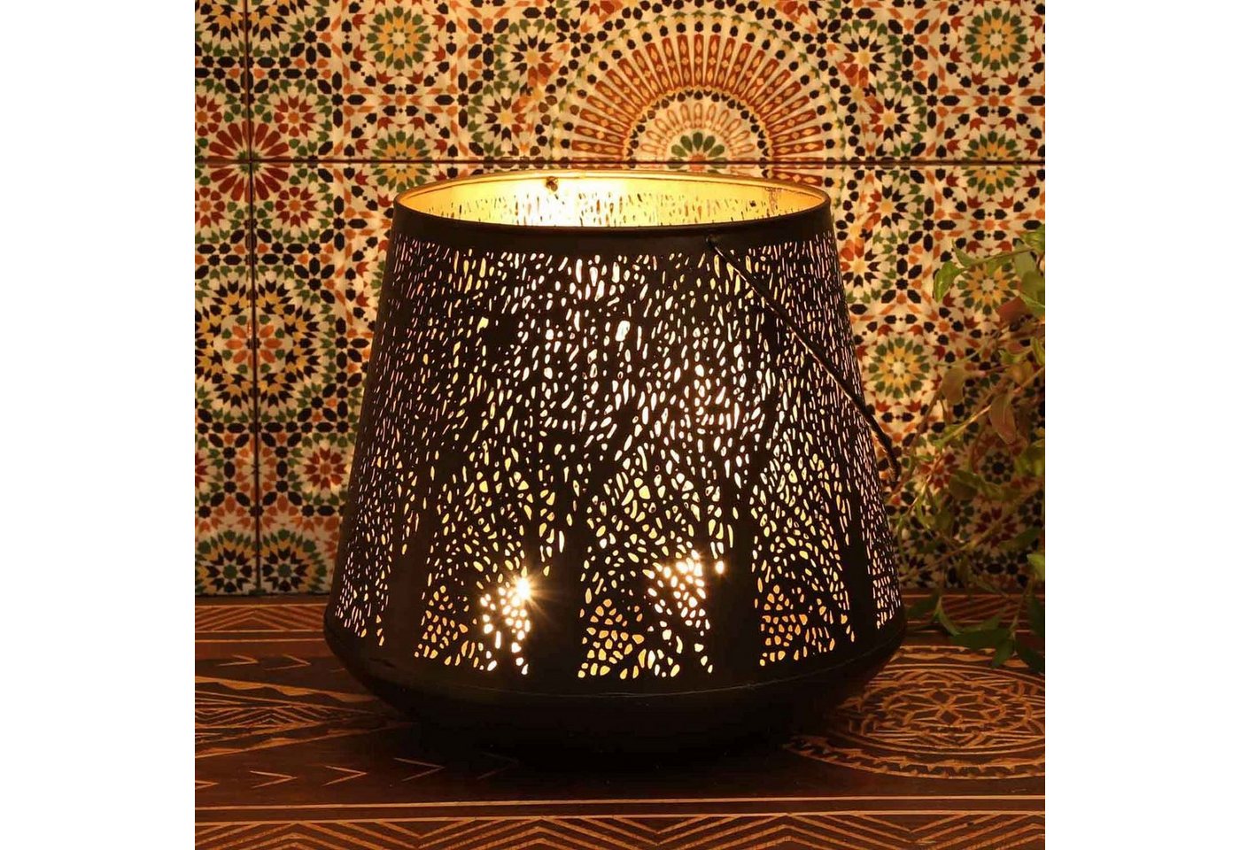 Casa Moro Windlicht Orientalische Laterne Como Groß Ø 28cm mit Henkel & Waldmotiv, Windlicht Laterne mit Henkel, IRL73 von Casa Moro