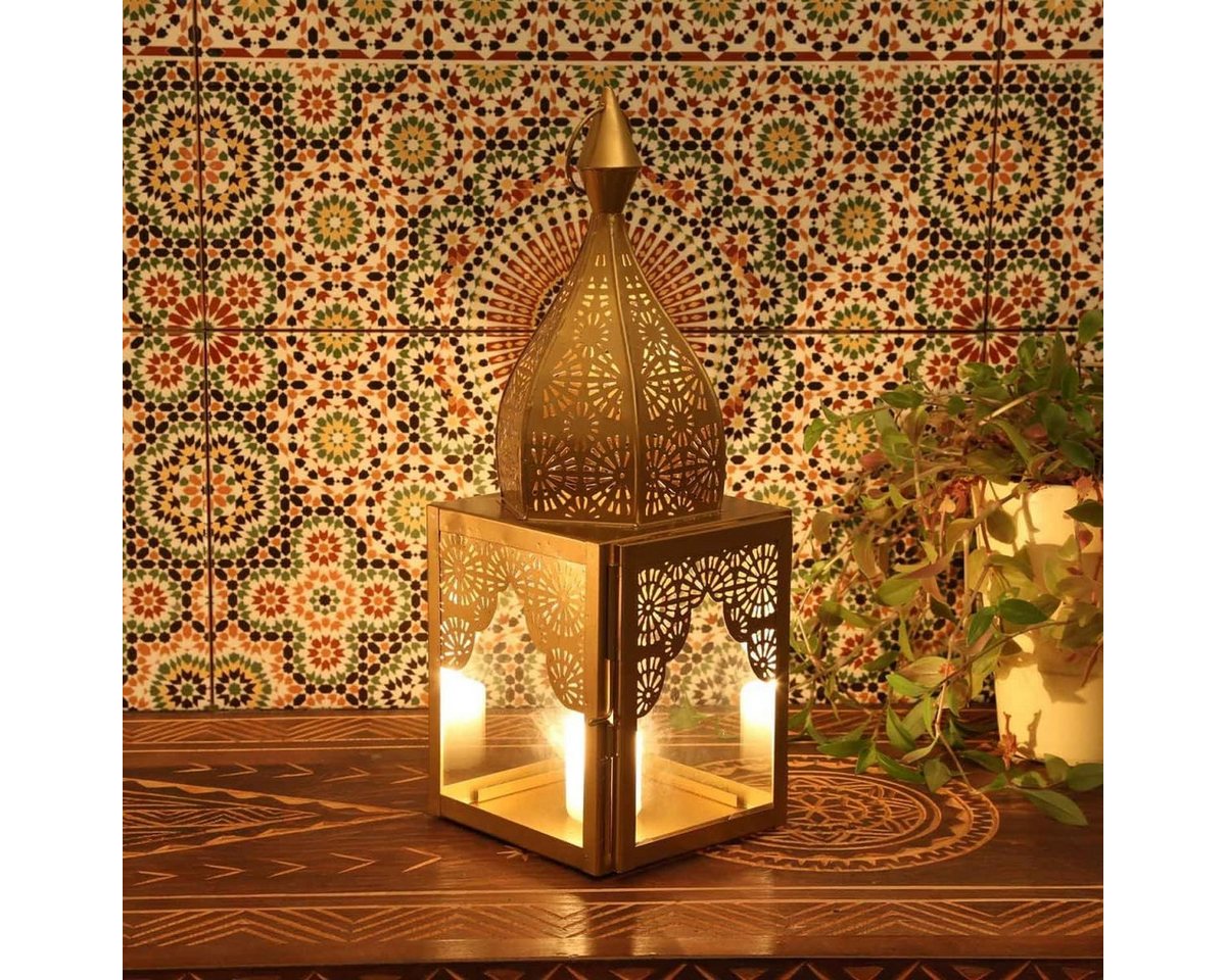 Casa Moro Windlicht Orientalische Laterne Modena Gold M 45cm aus Glas & Metall Windlicht von Casa Moro