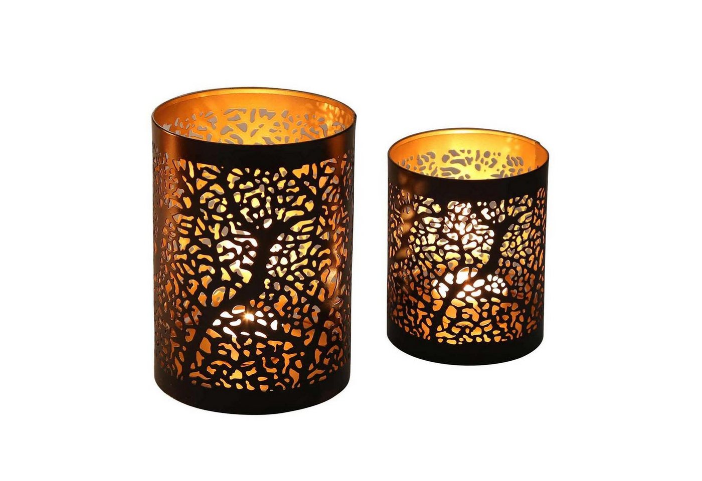 Casa Moro Windlicht Orientalischer Kerzenhalter Ancona 2er Set rund Gold Schwarz (Marokkanische Teelichthalter wie aus 1001 Nacht), Ramadan Tisch Wohn Deko Eid Windlicht IRL80 von Casa Moro