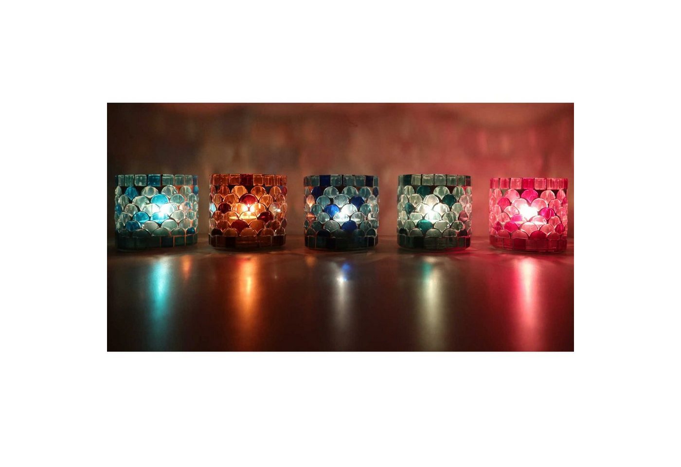 Casa Moro Windlicht Orientalisches Mosaik Glas-Windlicht Athen S in verschiedenen Farben (Teelichthalter Kerzenständer Kerzenhalter, Boho Chic Windlicht 5er Set), Geschenk Idee Muttertag Ostern Dekoration WZ777-S von Casa Moro