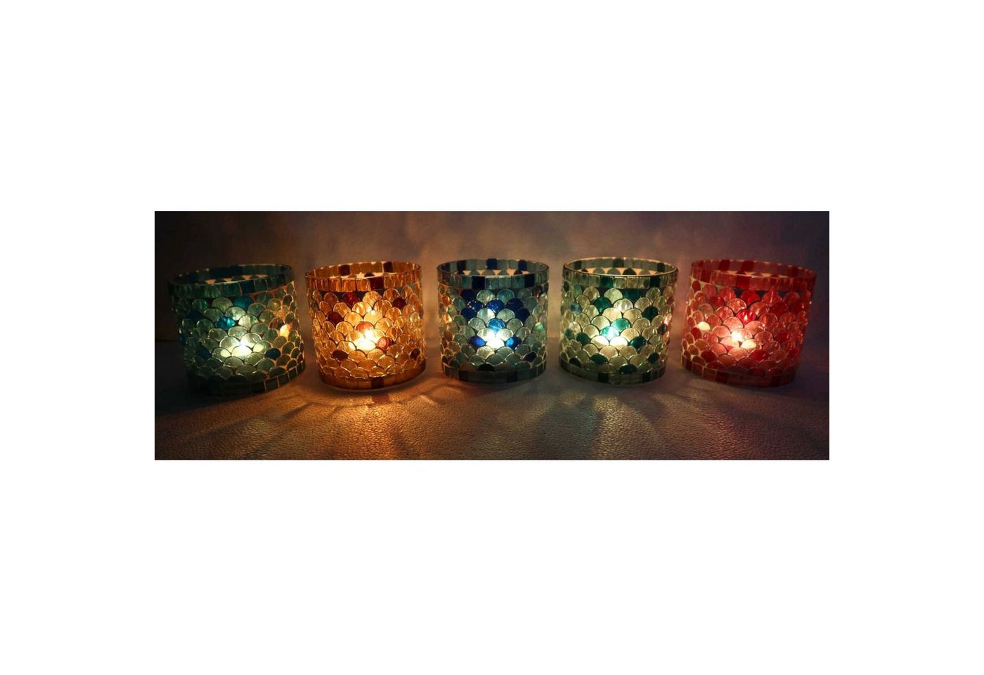 Casa Moro Windlicht Orientalisches Mosaik Glaswindlicht ATHEN M 5-er Set Ø10cm in 5 Farben (Teelichthalter Kerzenständer Glas Kerzenhalter, in Blau, Gelb, Rot, Grün, Dunkelblau), Ramadan Dekoration Kerzenleuchter, WZ777-M von Casa Moro