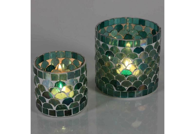 Casa Moro Windlicht Orientalisches Mosaik Windlicht Athen Grün aus Glas handgefertigt (Boho Chic Teelichthalter Kerzenständer Kerzenhalter, Glaswindlicht in den Größen S und M oder als 2er Set bestellbar), Ramadan Eid Mubarak Dekoration von Casa Moro